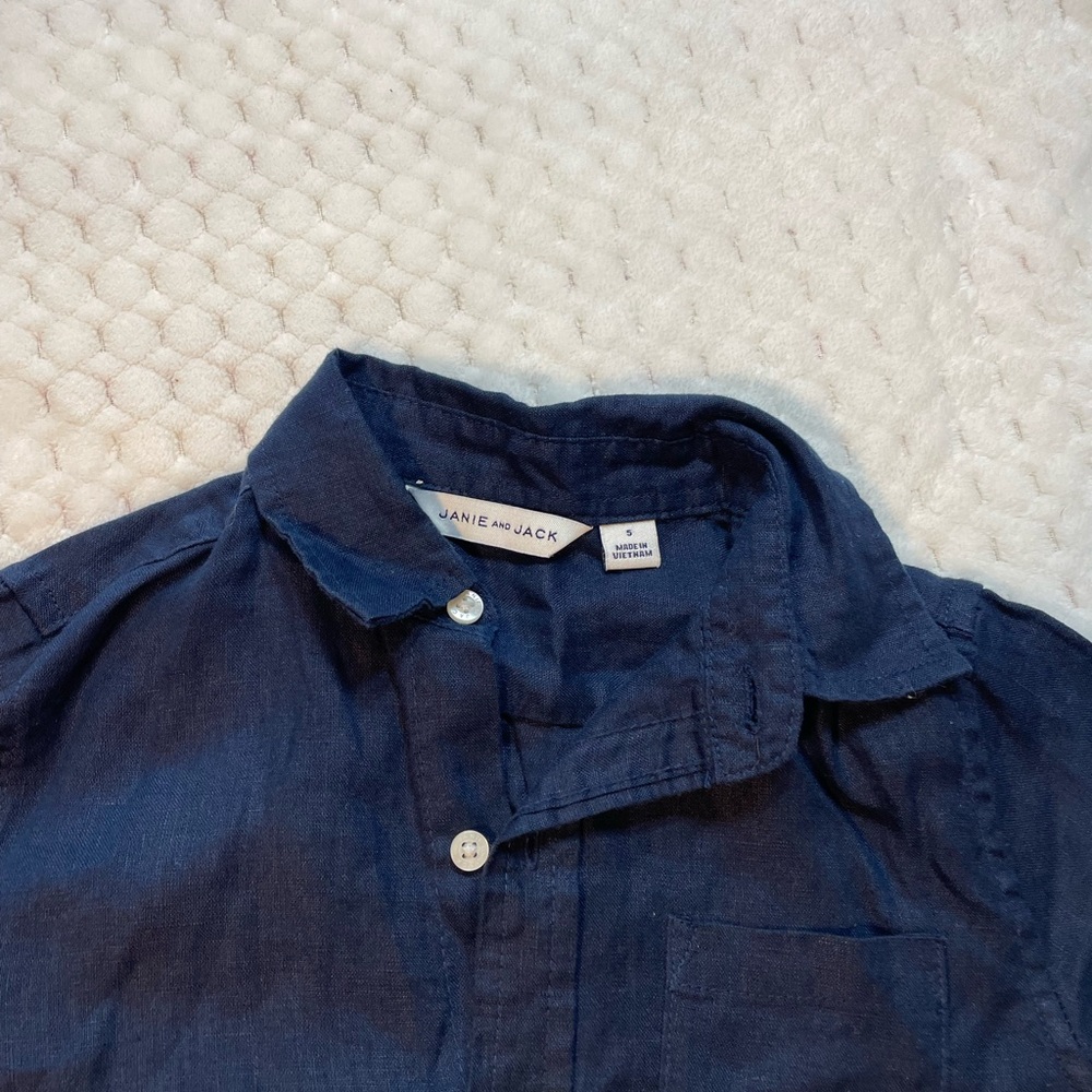 Janie and Jack Navy Blue Button-Up Shirt